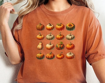 Maglietta di Halloween con colori retrò e motivo a zucca