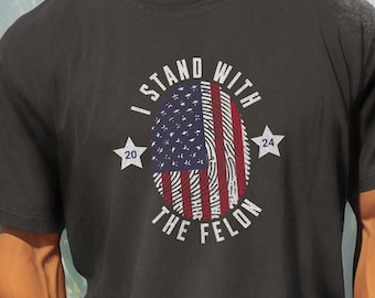 Felon for President 2024 Shirt: Patriotic USA Flag Tee