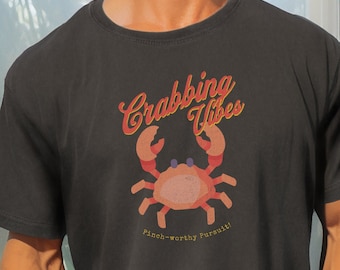 T-shirt Crabbing Vibes: comfortabel kleuren Crab Lover-shirt