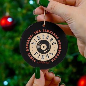 Vinyl Record Ornament, Retro Christmas Decor, Music Lover Ornament, Turntable Decoration, Record Player Xmas, Vinyl Collector Gift