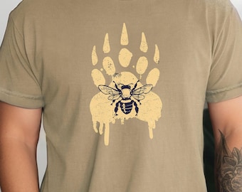 Honey Bee Bear Paw Print Shirt - Wildlife Lover Gift