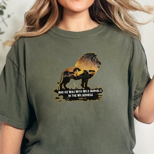 Lion Christian T-Shirt: Bible Verse Comfort Colors Tee