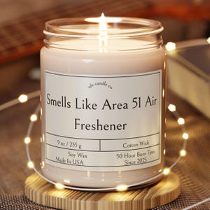 Area 51 candle, Alien scent candle, UFO air freshener, Extraterrestrial smell, Conspiracy theory gift, Alien tech candle,Government cover-up