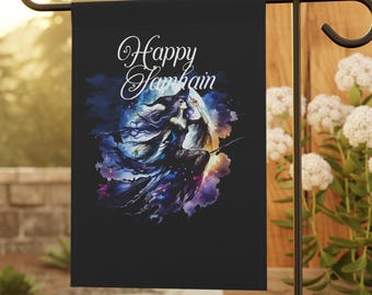 Drapeau du jardin Happy Samhain : décoration du Nouvel An des sorcières païennes