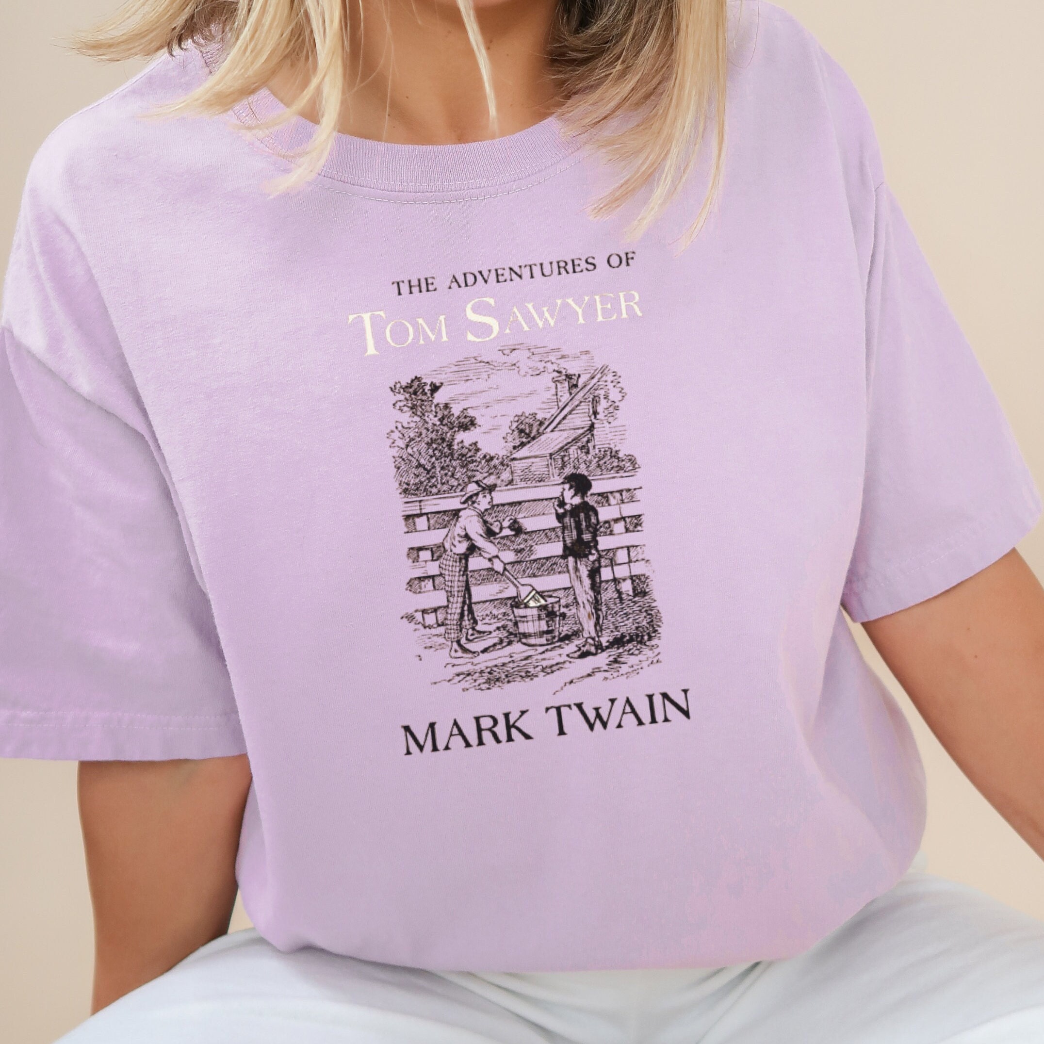 Women's T-Shirts [Out of Print] Mark Twain / Przygody Tomka Sawyera Tee (Ivory) (Womens) Tom Sawyer Shirt, Mark Twain, Literary T-shirts, Classic