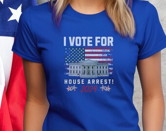 Shirt Felon for President 2024: T-shirt met conservatief patriot VS-vlag