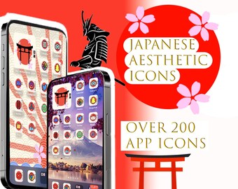 200+ Japanese Aesthetic phone icons | IOS | Minimalistic Aesthetic | Red, White, Black | Personalised app icons, widgets and wallpapers