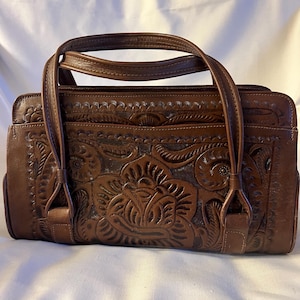 VTG Casa Flores Hand Tooled Leather Bag