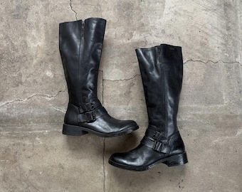 Vintage Esprit Leather Black Knee High Boots