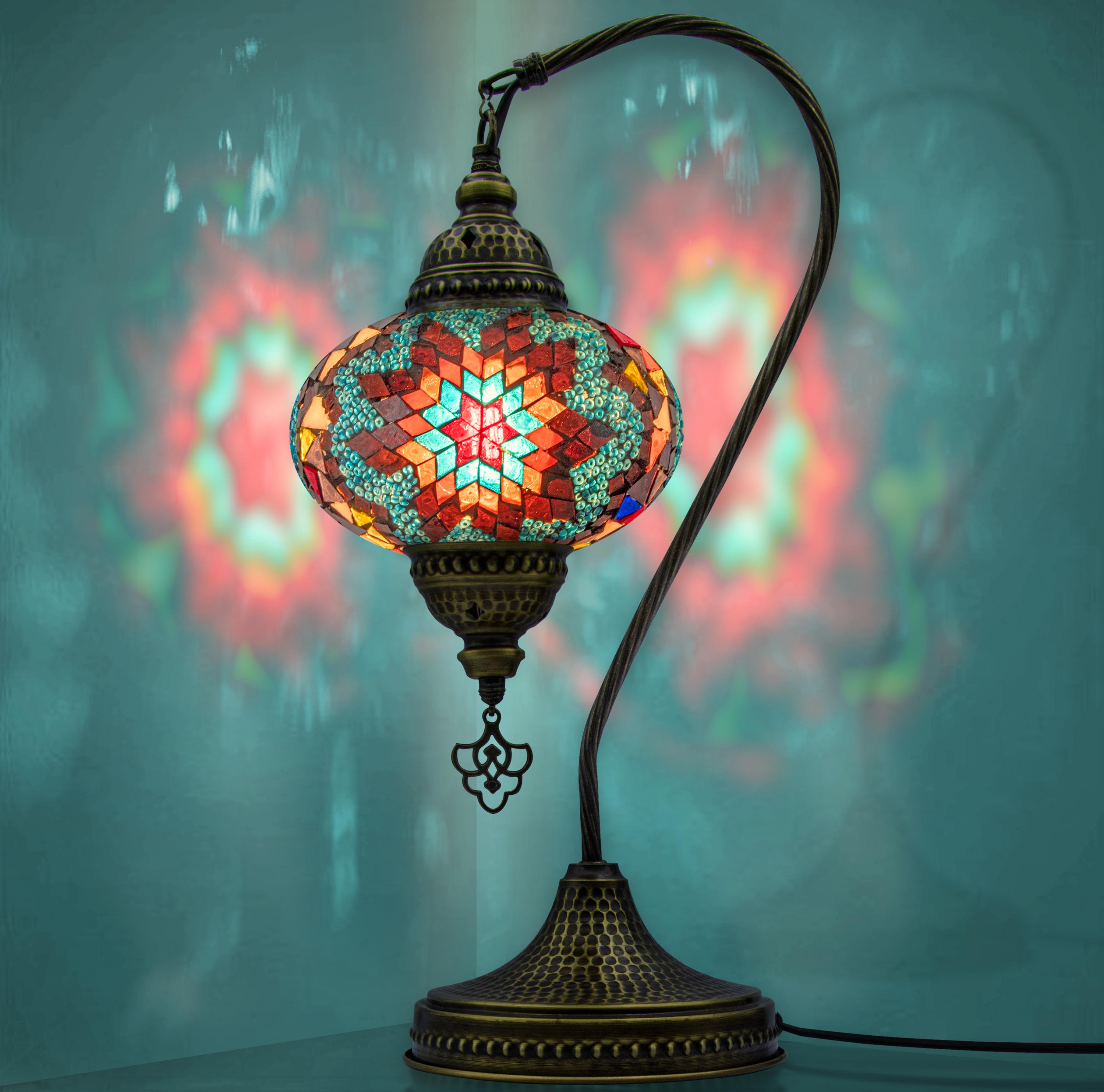 VALVELLO Swan Model Table Lamp – Handmade Oriental Mosaic Lamp with Elegant Swan Neck