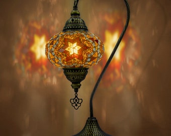 Lampada a mosaico modello cigno di VALVELLO: autentico stile turco, lampada da scrivania decorativa, 13 bellissime varianti di colore - Marrone - ol1008