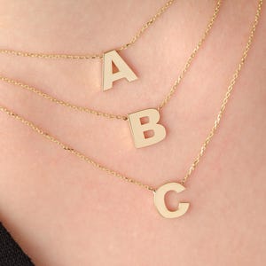 Personalized 14K Solid Gold Initial Necklace | Personalized Letter Pendant Necklace | Custom Gold Name Necklace | Custom Name Jewelry Gift
