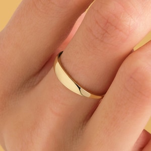 Engraved Ring Women Wedding Band 14K Gold Signet Ring Thin Stackable Ring Gold Minimalist Ring Custom Personalized Ring Bridesmaid Gift Her
