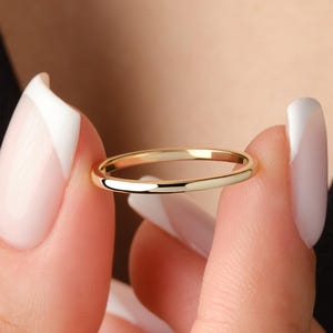 1.5mm Wedding Band Gold, 14K Gold Plain Wedding Band for Women, Minimalist Solid Gold Classic Wedding Ring, Simple Gold Ring for Layering