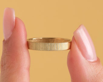 14K Gold Wedding Band Mens Wedding Ring Solid Gold Promise Ring for Him Wedding Gift Handmade Jewelry Couples Ring Unisex Wedding Gold Band
