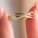Crossover Triple Ring 14K Gold Pave Diamond Rolling Ring Gold Triple ...