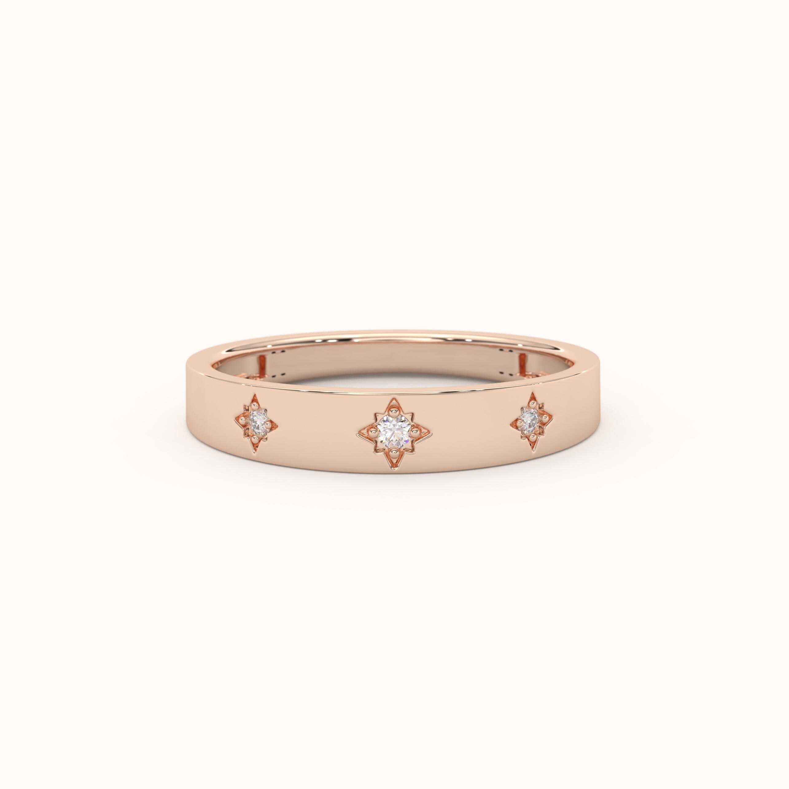 Star Promise Rings Diamond Star Perfect Promise Ring 14K Gold Diamond Wedding Band Solid ...