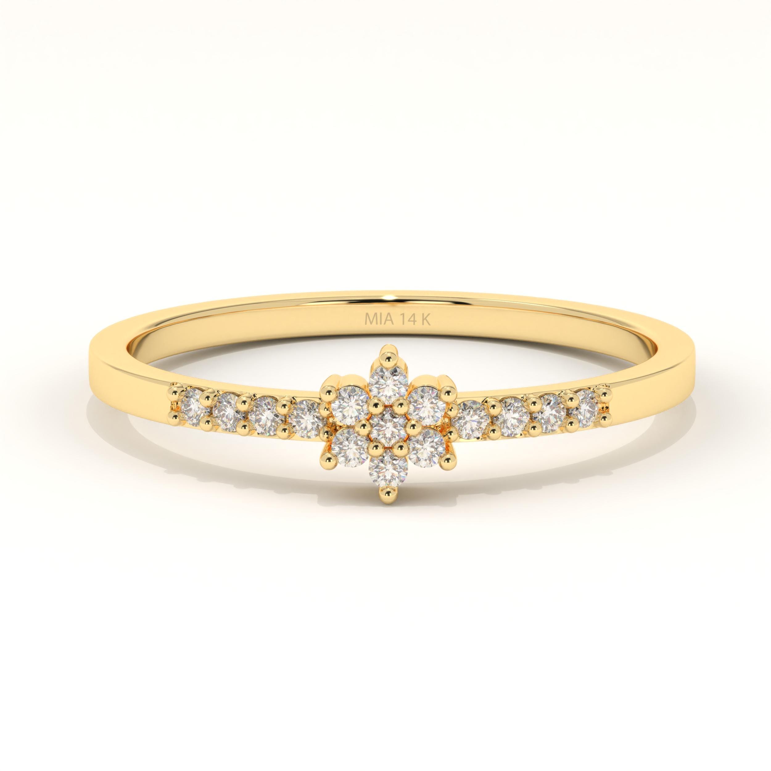★daisy★♡14kgf Minimalist Daisy Ring - Solid Gold CZ Diamond Flower Ring - Etsy