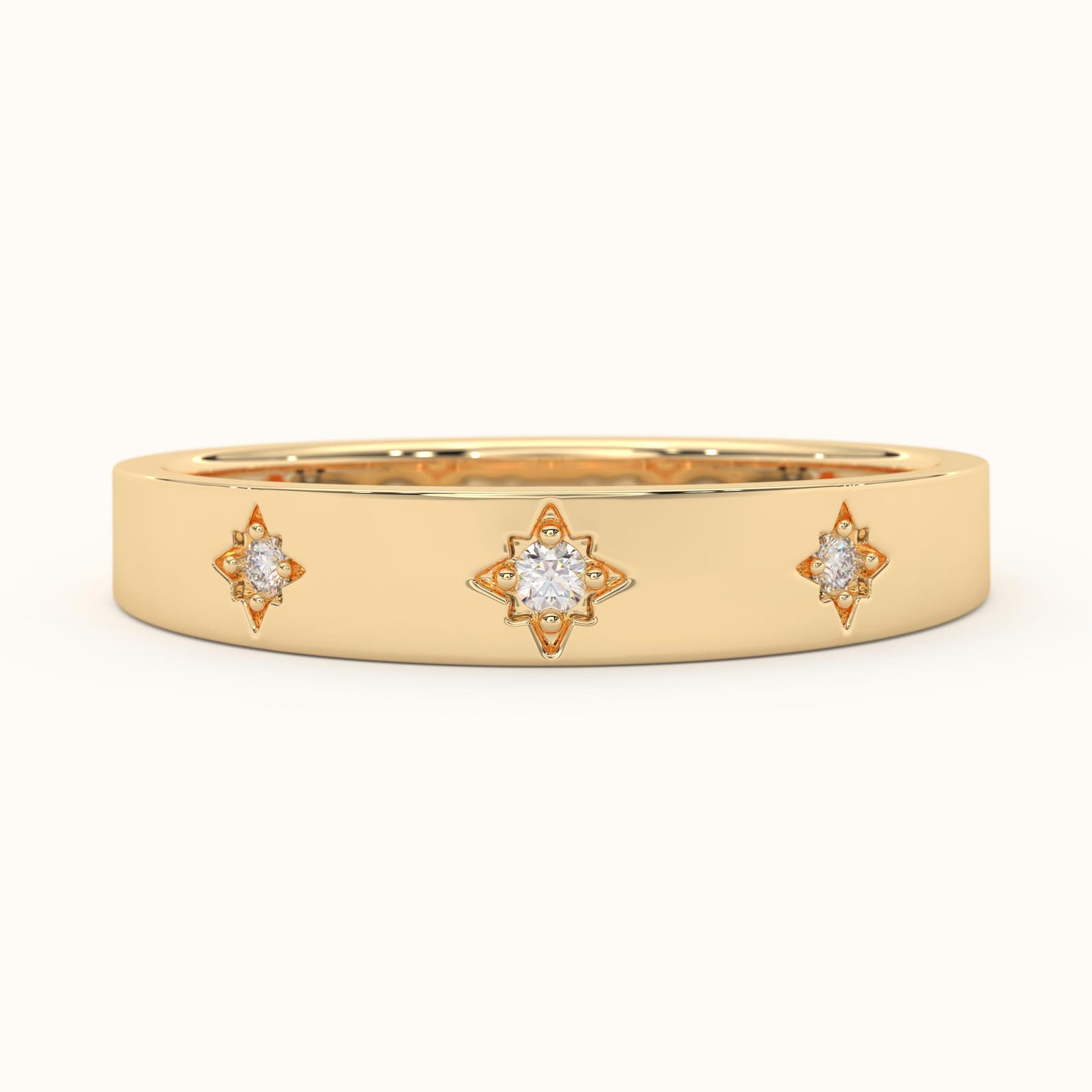 Star Promise Rings Diamond Star Perfect Promise Ring 14K Gold Diamond Wedding Band Solid ...