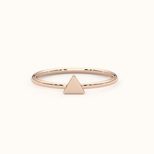 Minimalist Triangle Ring, Dainty Gold Triangle Band, Geometric Stacking ...