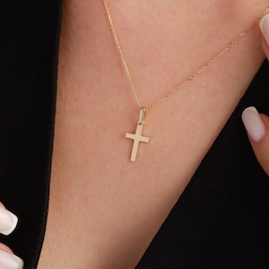 Gold Cross Pendant Necklace, Gold Cross Necklace for Women, Dainty Cross Christian Pendant, Gold Religious Jewelry, Spiritual Christmas Gift