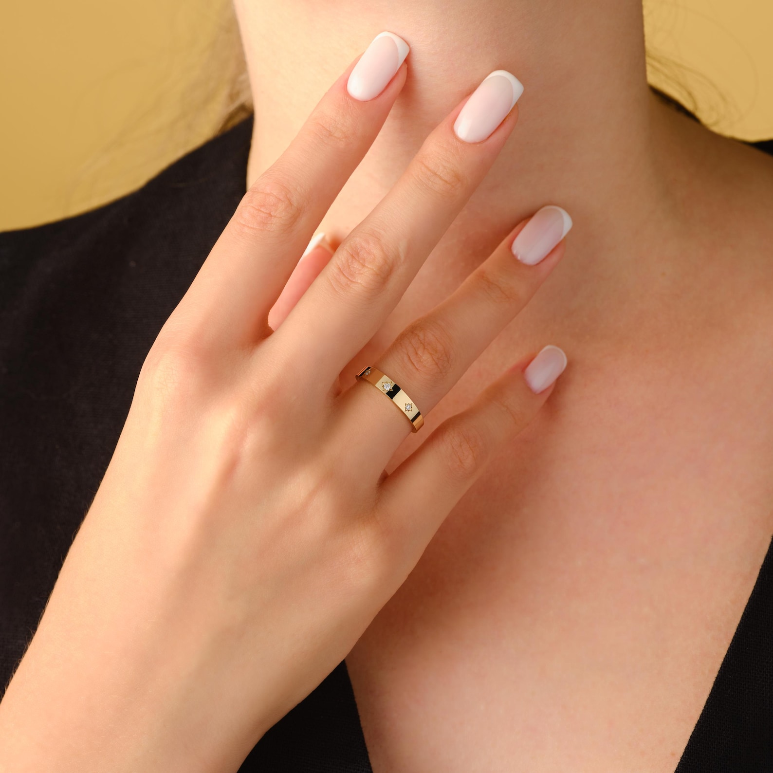 Star Promise Rings Diamond Star Perfect Promise Ring 14K Gold Diamond Wedding Band Solid ...