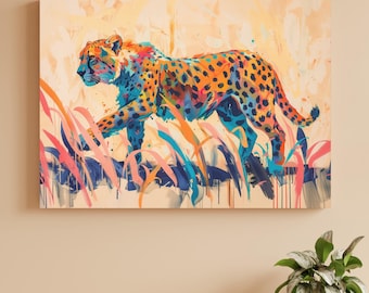 Colorful Cheetah Canvas Print | Abstract Wildlife Art
