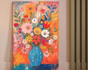 Impression florale nature morte sur toile | Style expressionnisme