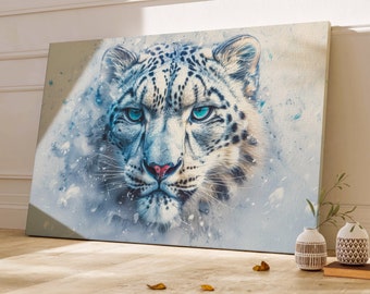 Snow Leopard Canvas Print, Wildlife Wall Art, Unframed