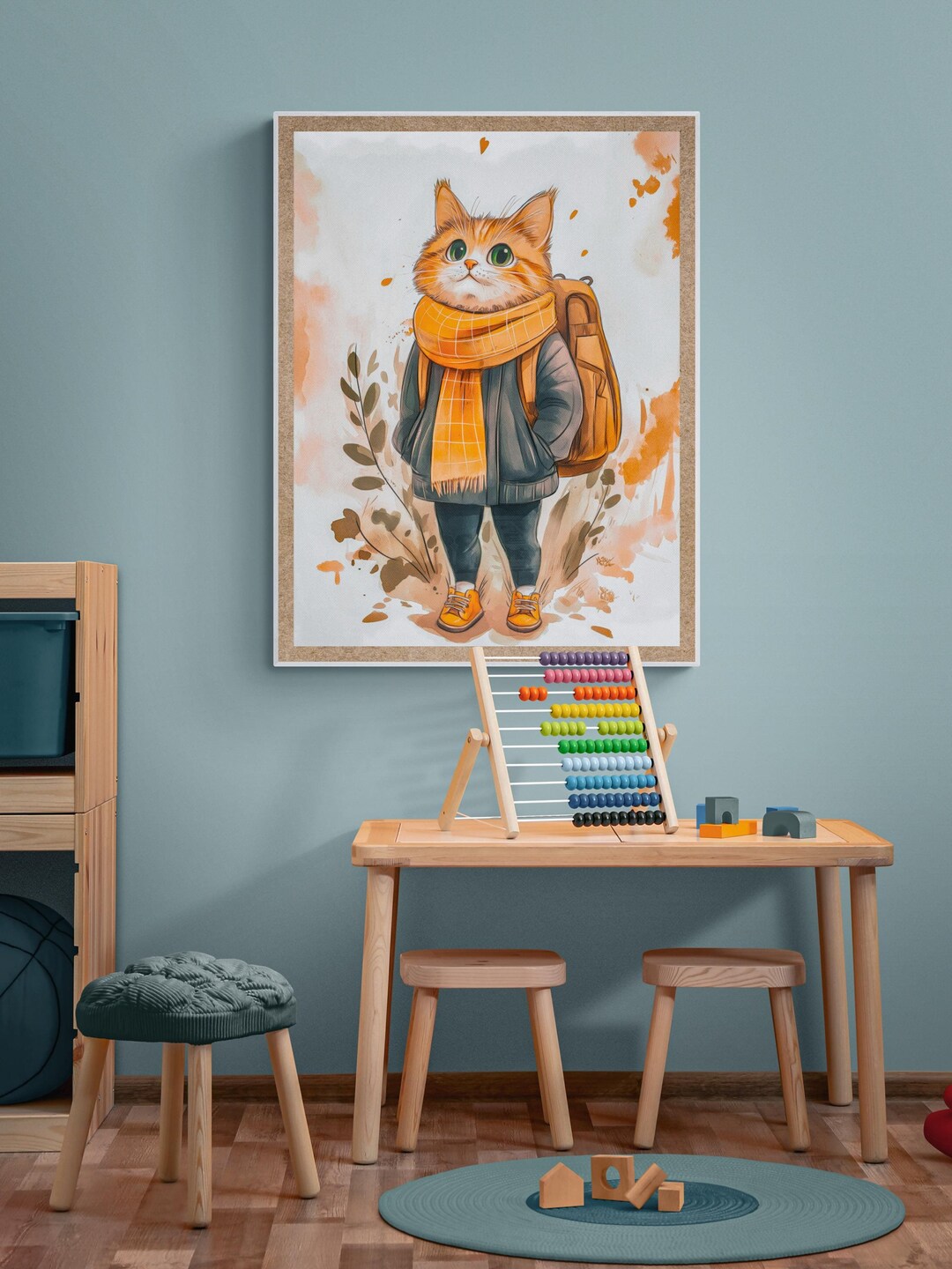 Watercolor Tabby Cat Art Print, Nursery Kids Room Decor - Etsy