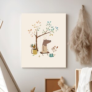 Woodland Nursery Decor Boy, CANVAS, Animal Art Print Nursery, Wall Art for Kids Room, Moose Art Print for Baby Nursery