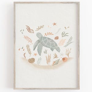 Sea Turtle Art Print: Minimalist Ocean Nursery Decor