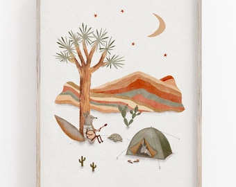 Boho Desert Fox Art Print: Whimsical Western Nursery Decor