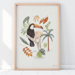 Jungle Nursery Decor, Toucan Wall Art Print, Rainforest Art Print, Toucan Illustration for Kids Room, Toucan Painting Print