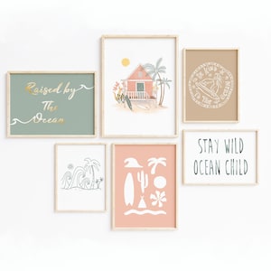 Surf Girl Room Art Prints, Gallery Wall Set for Girls Room, Tween Girl Room Decor, Childs Room Decor, Gift for Surfer Girl, Surf Art Print