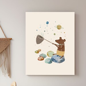 Bear Nursery Print - Moon and Stars | Woodland Theme Nursery | Animal Prints | Nursery Decor | Woodland Nursery | Bear Wall Art | Night Sky