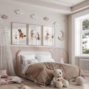 Musical Animal Art Prints: Scandi Nursery Decor Set image 2