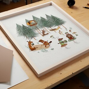 Whimsical Forest Art Print, Woodland Animal Nursery Prints, Whimsical Nursery Decor, Forest Nursery Decor, Whimsical Prints For Children image 2