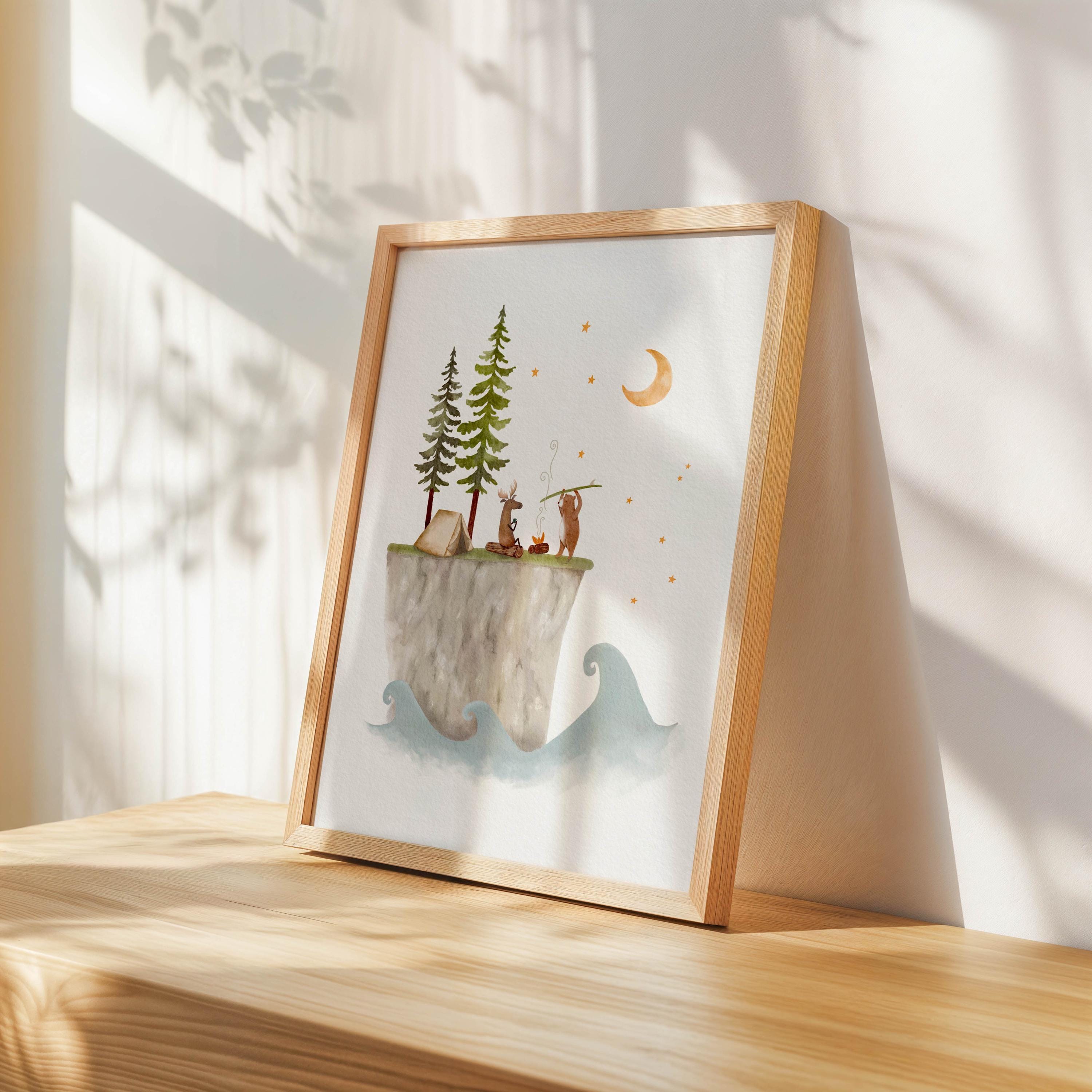 Woodland Adventure Art Print Set of 3, Camping Theme Room Decor ...