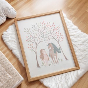 Einhorn Kinderzimmer Prints: Regenbogen, Pilze, Waldpflanzen (3er Set) Bild 5