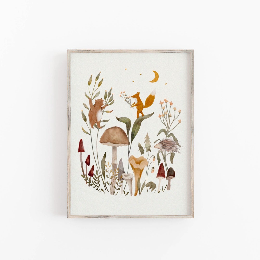 Whimsical Forest Art Print for Children, Woodland Nursery Art ...