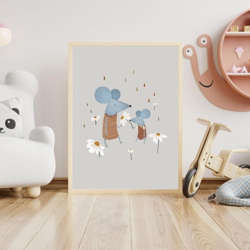 Impression d'art pour chambre de bébé : décoration de chambre de bébé fille fleurs sauvages