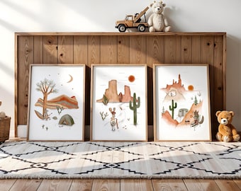 Boho Desert Animal Nursery Prints: Southwestern Kids Room Decor