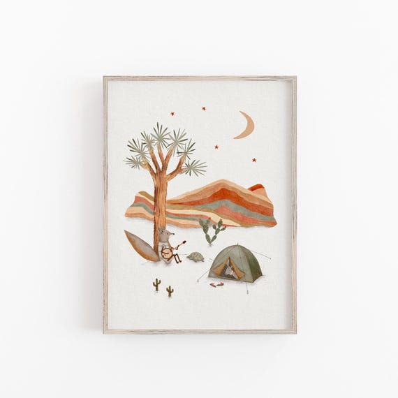 Boho Desert Fox Art Print: Whimsical Western Nursery Decor