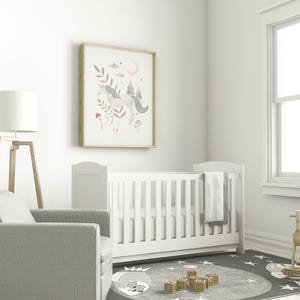 Einhorn Kinderzimmer Prints: Regenbogen, Pilze, Waldpflanzen (3er Set) Bild 4