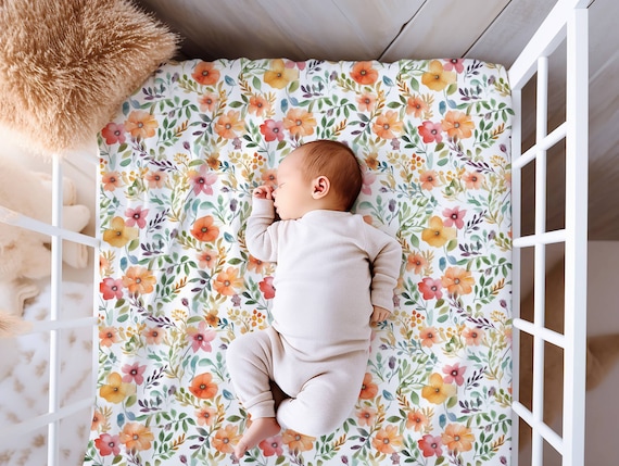 Peach floral crib sheet hotsell