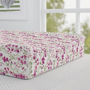 Pink Floral Changing Pad Cover for Baby Nursery, Floral Changing Pad Cover, Pink Changing Pad Cover, Nursery Layette Baby Gift, Baby Shower