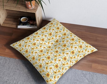 Sunflower Serenity Tufted Floor Pillow, Sunflower Pillow, Sunflower Floor Pillow, Floral Pillow, Floral Floor Pillow, Flower Pillow, 2 sizes