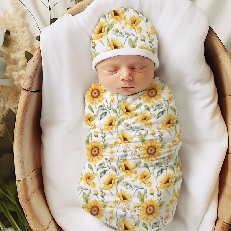 Baby Swaddle Blanket, Sunflowers, Baby Swaddle, Baby Shower gift