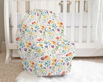 Cubierta de asiento de coche floral multicolor, cubierta de enfermería, cubierta de silla alta, cubierta de carrito de compras, bufanda infinita, cubierta de uso múltiple, equipo de bebé 5 en 1